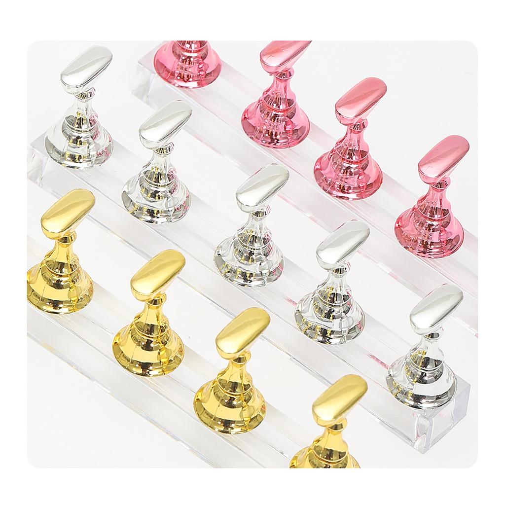 Acrylic Nail Art Practice Stands Magnetic Nail Tips Holders Training Fingernail Display Rack Manicure Tool for Nail Salon Home Use