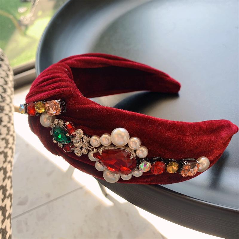 

Кристальный бархатный ободок для волос, завязанный тюрбан, головной убор, яркий страз, эффектный широкий обруч для волос, аксессуары для женщин, девушек