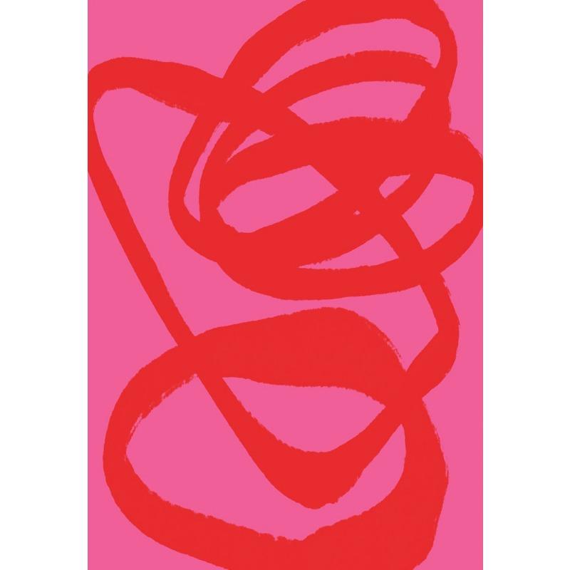 Conjunto Moderno de 8 Impressões de Pôster Linha Abstrata Rosa Vermelha Pintura Hi Canvas Arte de Parede Moderna Galeria Sala de Estar Decoração de Casa