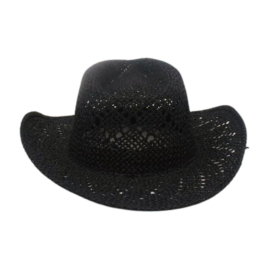 Hand-Woven Straw Hat Breathable And Cool Upturned Edge Hat Spring And Summer Hollow Beach Cowboy Hat