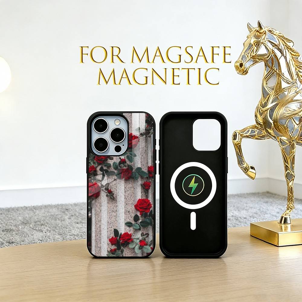 

Rose Phone Case For iPhone17,16,15,14,13,12,11 Plus,Pro Magnetic with Magsafe Wireless Charging iPhone12ProMax