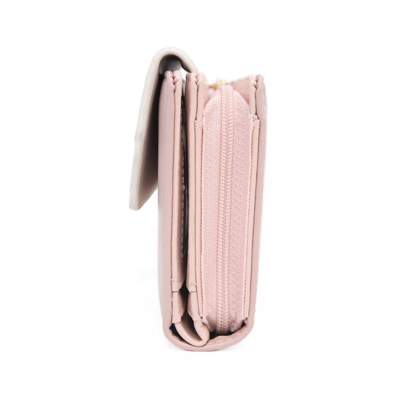 PU Soft Pull Buckle Flower Folding Women's Long Wallet