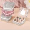 Square Travel Earrings Storage Case Luxury Portable Ring Holder Earrings