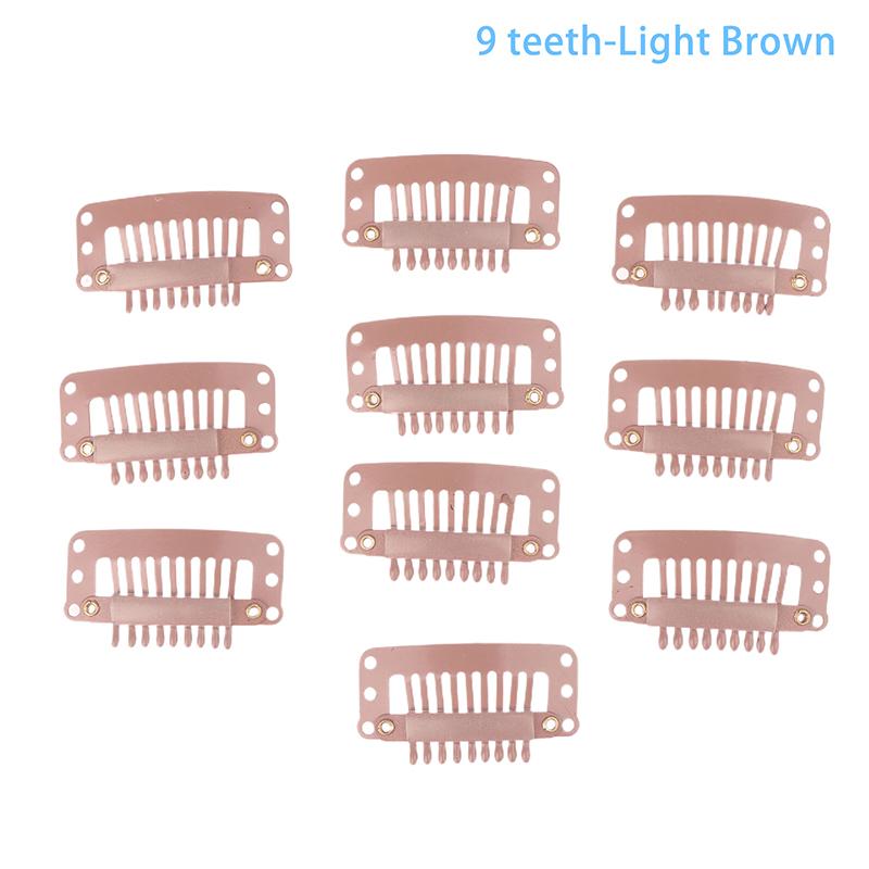 10Pcs 9/10 Teeth Snap Wigs Clips Portable Metal Snap Hair Clips For Hair Extensions Accessories Tool10 Pcs Hair Extension Clips