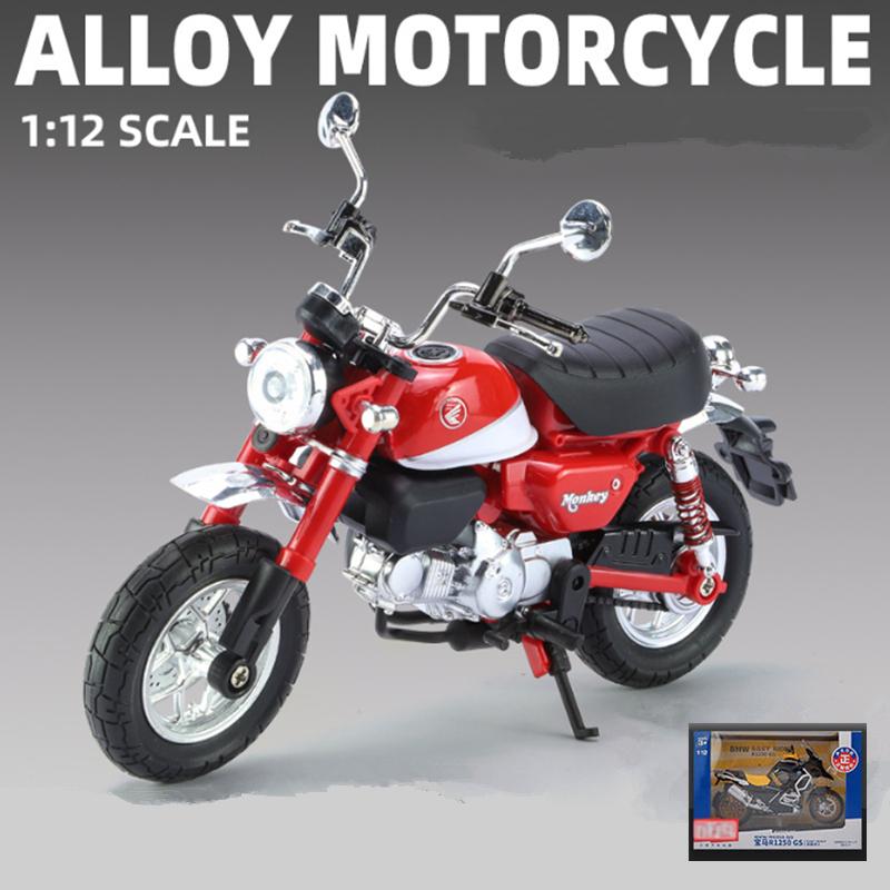 1/12 Honda Monkey 125 Alloy Sports Motorcycle Model Diecast Street Racing Motorcycle Model Simulation Sound Light Kids Toys Gift
