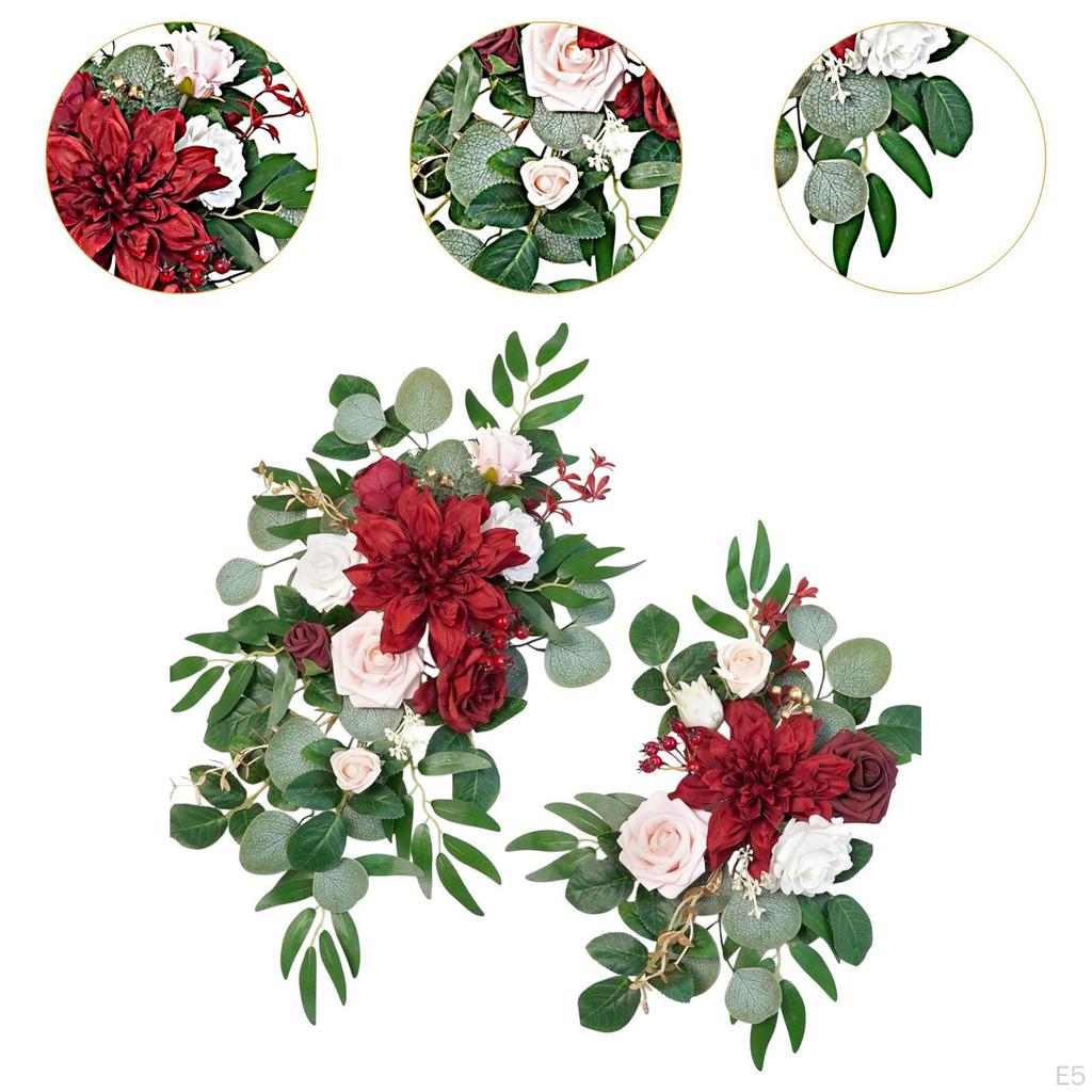 2 Pieces Floral Swag for Wedding Arch with Artificial Flowers