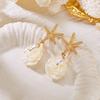 Exaggerated Metal Starfish Drop Earrings for Women Elegant Imitation Pearl Shell Dangle Earrings Summer Party Jewelry Gifts