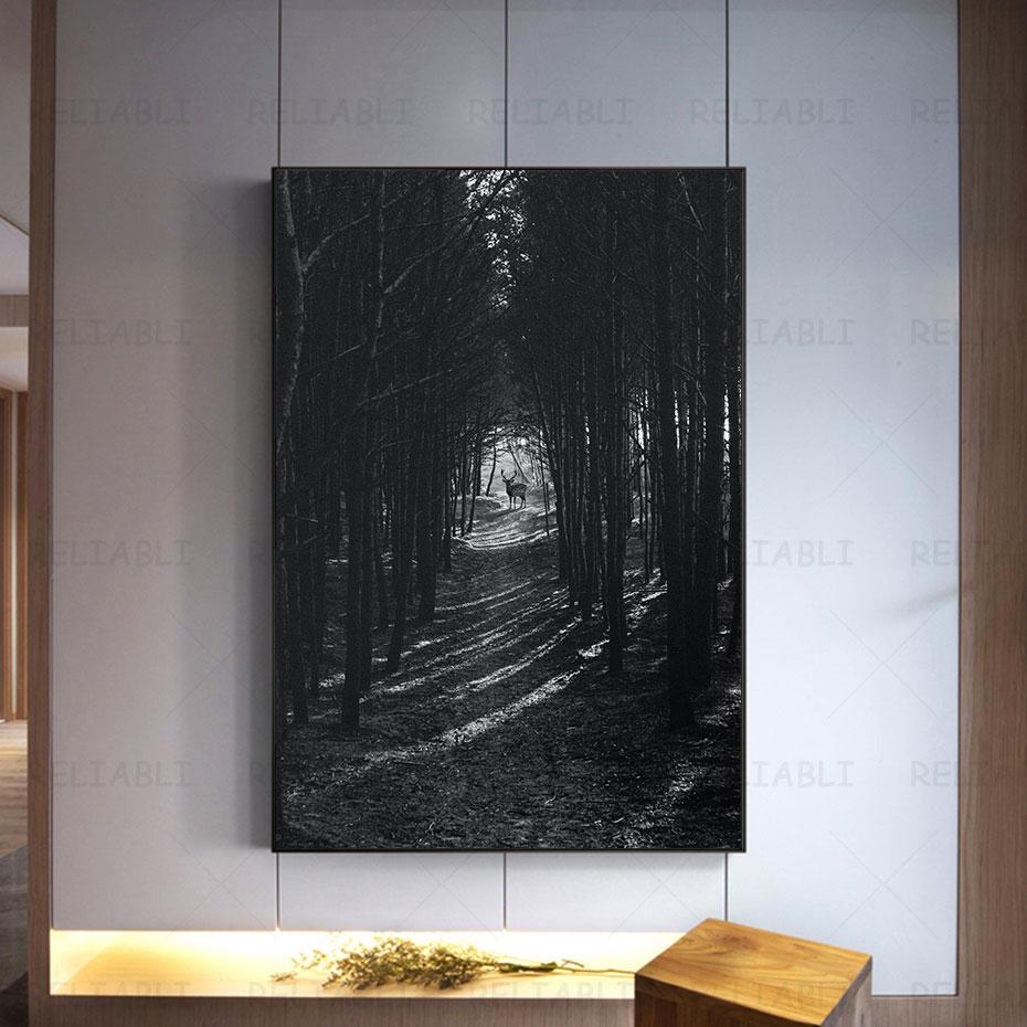 Deer In Forest Canvas Painting Animal Wall Art Picture Posters and Prints for Living Room Decor Porch Home Decoration Cuadros