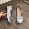 2025 spring and summer new women's fashion casual flat single shoes versatile bow shoes one pedal women's shoes