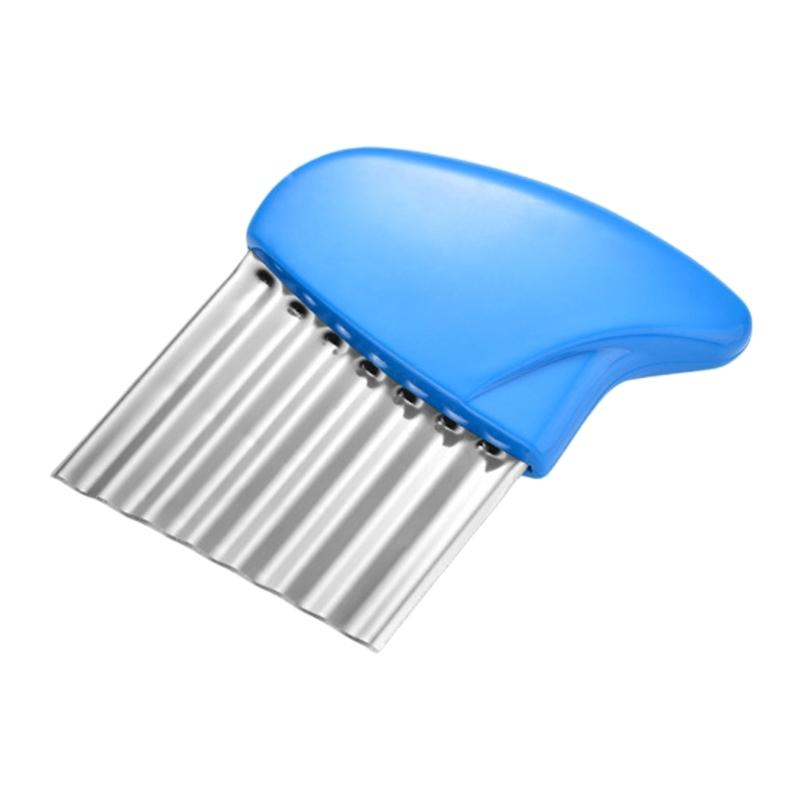 

Stainless Steel Potato Chip Slicer Potato Cutter Chopper Dough Vegetable Fruit Crinkle Slicer for Potato Carrot Onion синий