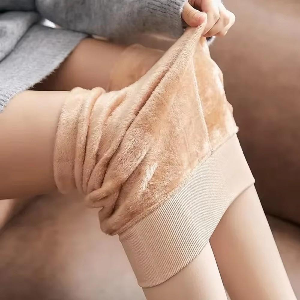 Elastic Fleece Lined Leggings Solid Color Thermal Leggings Winter Velvet Leggings Autumn Winter