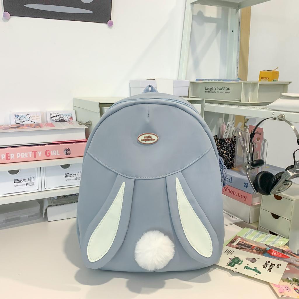 2025 New Cute Girl Backpack Student Schoolbag Simple Versatile Cartoon Bunny Women's Backpack