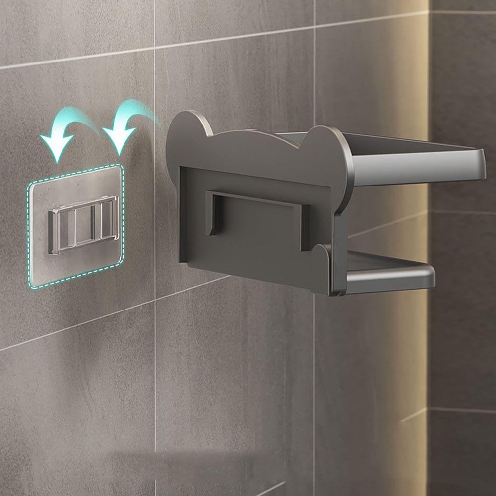 No Punching Toliet Roll Holder Wall Mounted Tissue Box Useful Mobile Phone Rack Home