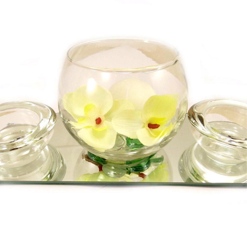 Les Trésors De Lily [L4062] - Set of Floating Candles 'Belle De Soie' Mirror (yellow)