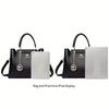 Women's Casual Design Handbag, Fashionable Large Capacity Shoulder Bag with Zip Closure and Polyester Lining