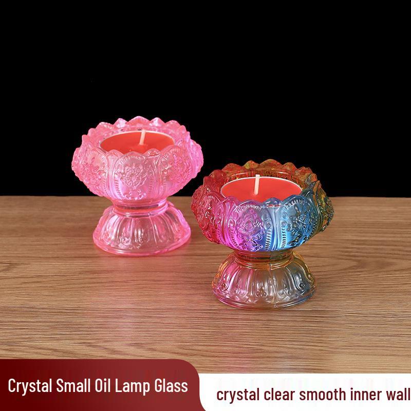 Siebenfarbige Glasur Lotus Kerzenhalter für Zuhause & Buddhistische Opfergabe