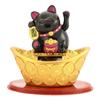 Gold Ingot Lucky Cat Hand Hotel New Year Ornament Shop Solar Waving Decor Fortune Plastic Wealth 11.5x7.5x12cm