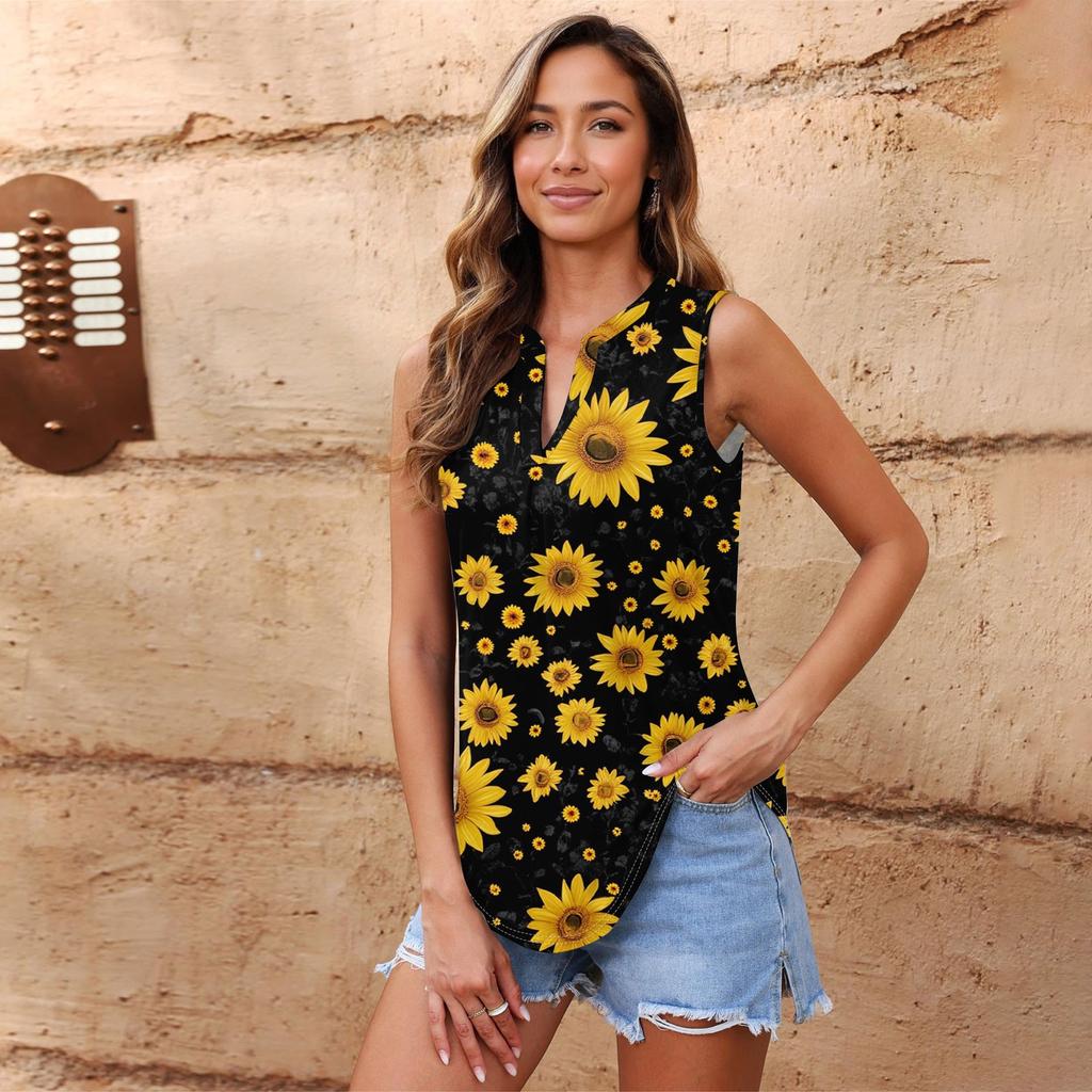 Womens Casual V Neck Loose Color Sleeveless Top T-shirt Summer Tank Tops For Women Tank Camisole Sleeveless Basic Tops