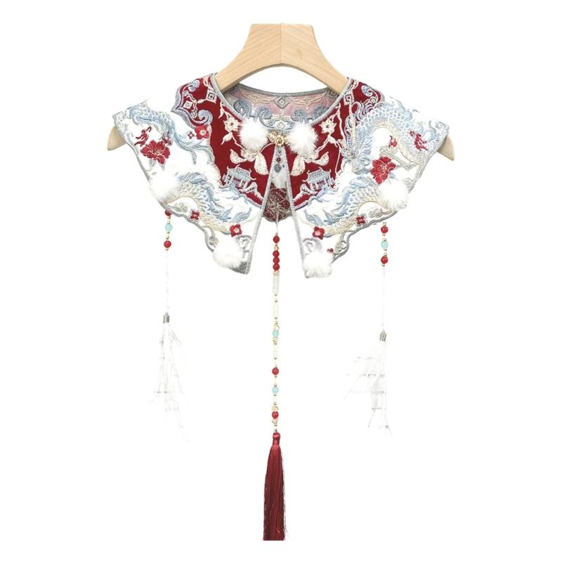 Bead Embellished Detachable Shoulder Collar With Intricate Embroidery Lightweight Polyester Fashion Accessory For Prom Event