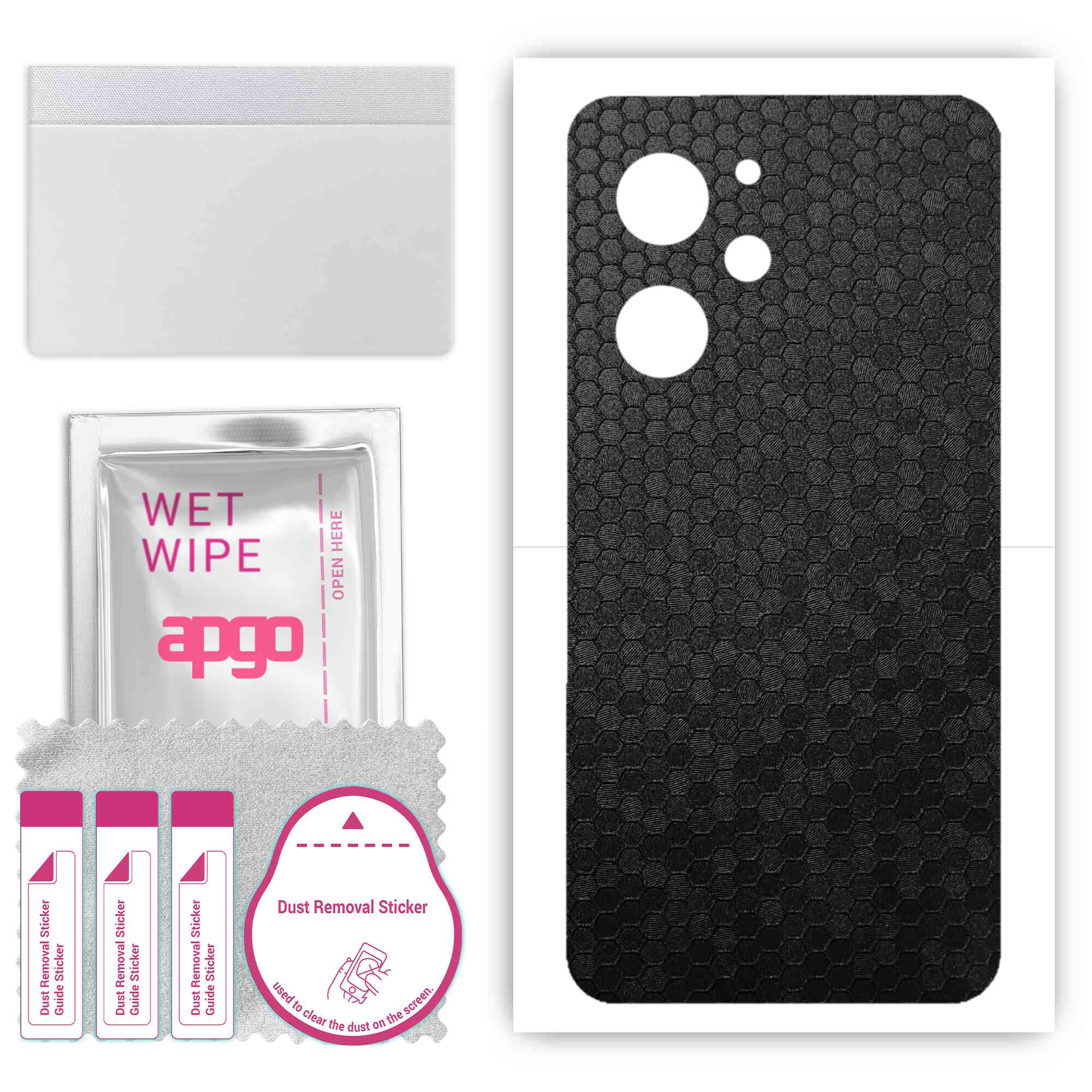 

apgo Protective Skin Sticker for the back compatible with Xiaomi Redmi 12, Wrap Film, Foil, Vinyl - Pattern Black Honeycomb