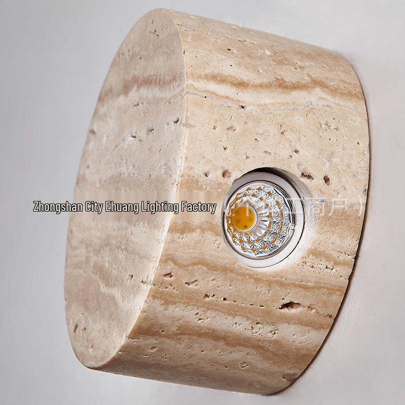 Wabi-Sabi Gelbe Travertin Nachttischlampe: Retro-Stil für Schlafzimmer & Wohnzimmer