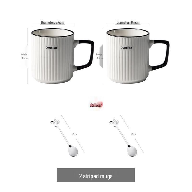 Yudefeng Premium Ceramic Vertical Stripe Mug Set