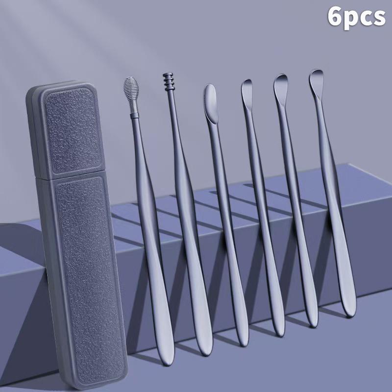 6Pcs/Set Ear Cleaner Ear Wax Pickers Earpick Wax Remover Piercing Kit Earwax Curette Spoon Care Ear Clean Tools