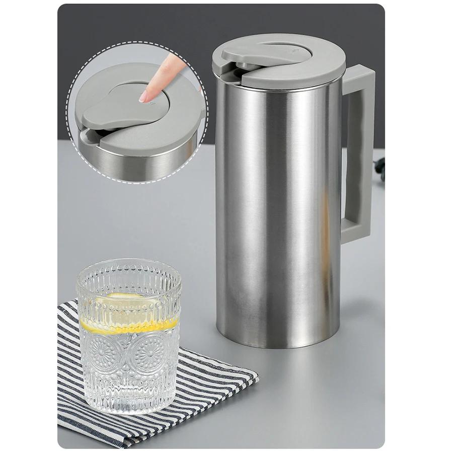 Edelstahl Kaltwasserkrug Wasserkrug mit Deckel Saftbehälter Wasserkrug Eistee-Krug oder Milchkrug für Kaffee