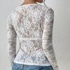 Spring New Long Sleeve Sexy Lace Shirts for Women Fashion Solid See Through Slim Fit Casual Blouses Women Street Elegant Crochet Lady Shirt Tops 26251