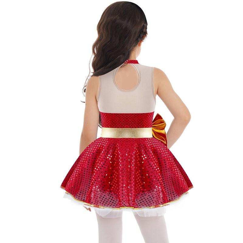 Copii Fete Paiete Balet Tricou Rochie Fără mâneci Rochie Tutu Costum Scenă de Crăciun