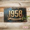 1958 Vintage Metal Tin Sign 7.87x11.81in Retro Wall Decor, Born In 1958 Years of Greatness, 2D Flat Iron Art