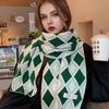 Unisex Acrylic Scarf | Red & White Diamond Pattern | Warm, Stretchy & Lightweight | Ideal for Cold Weather | Perfect for Casual Wear In Fall & Winter