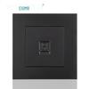 Black 16A German Standard Socket Panel with Double USB + Type C, Concealed European Installation