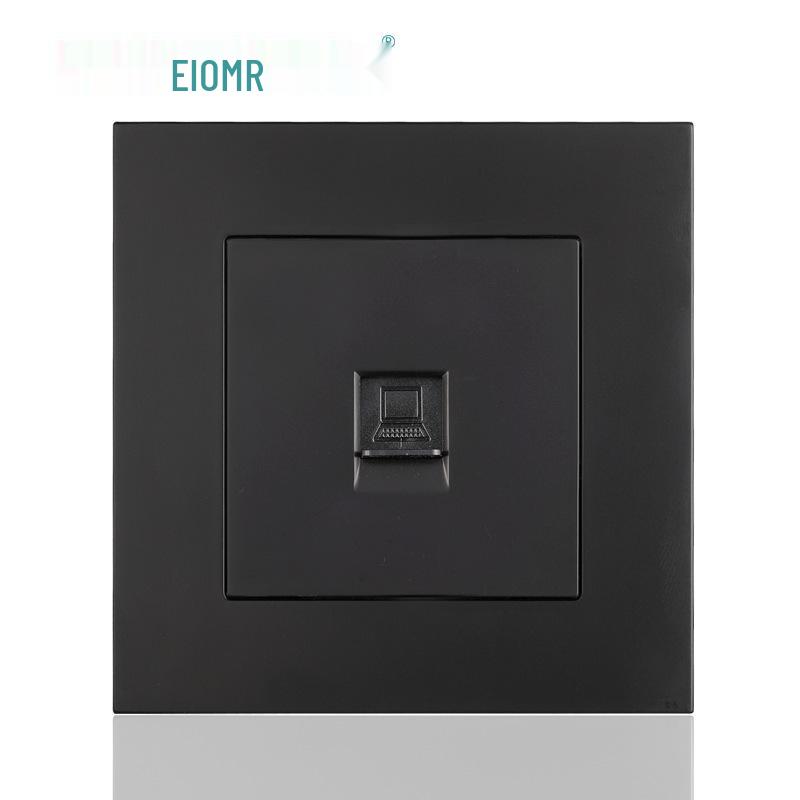 Black 16A German Standard Socket Panel with Double USB + Type C, Concealed European Installation