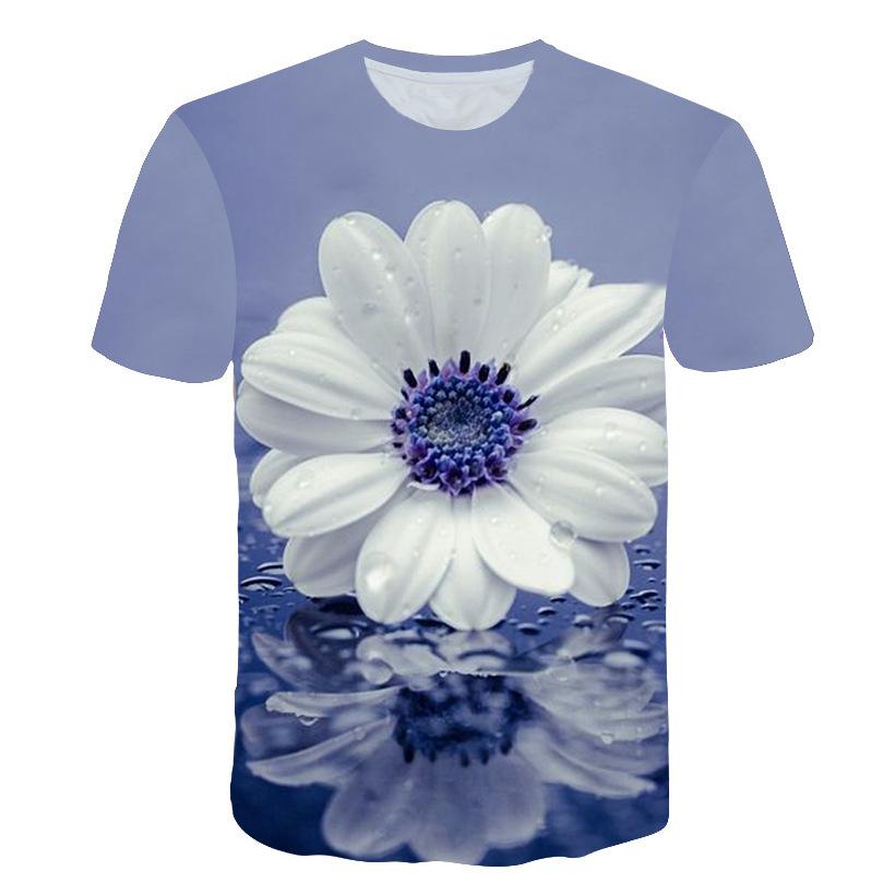 Unisex Plant, Flower & Leaf Print T-Shirt - Crew Neck, Short Sleeve & Breathable