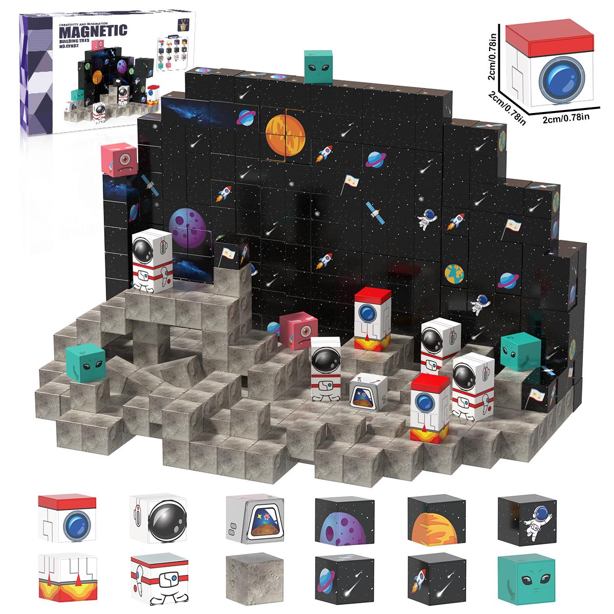 Interesting Toys Boys Space Magnetic Blocks Diy Building Cube Stem Construction Montessori Stacking Toy Creative Educational Gift For Kids Girls