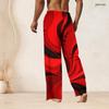 Men Plus Size Drawstring Waist Black Teal Gold Galaxy Print Straight Leg Long Pants