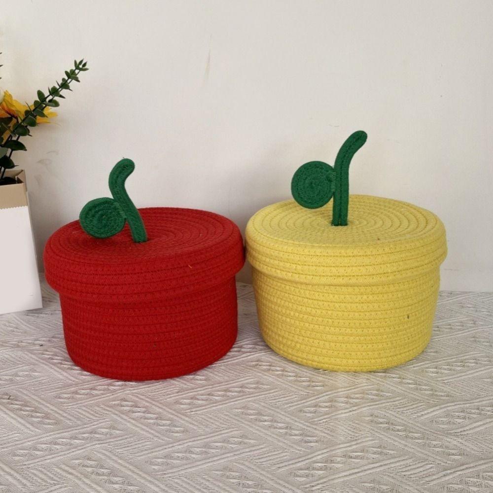Large Capacity Cotton Rope Storage Basket Decorative Stationery Storage Box Bedroom