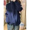Women Stand Collar Zip Up Striped Sleeve Oversized Sweatshirt Jacket