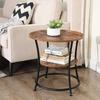 VASAGLE Side Table Round, End Table with 2 Shelves, Living Room, Bedroom, Easy Assembly, Metal, Industrial Design, Rustic Brown
