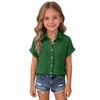 Damen Leinen V-Ausschnitt Kurzarm Hemd Sommer Leichtes Strand Top