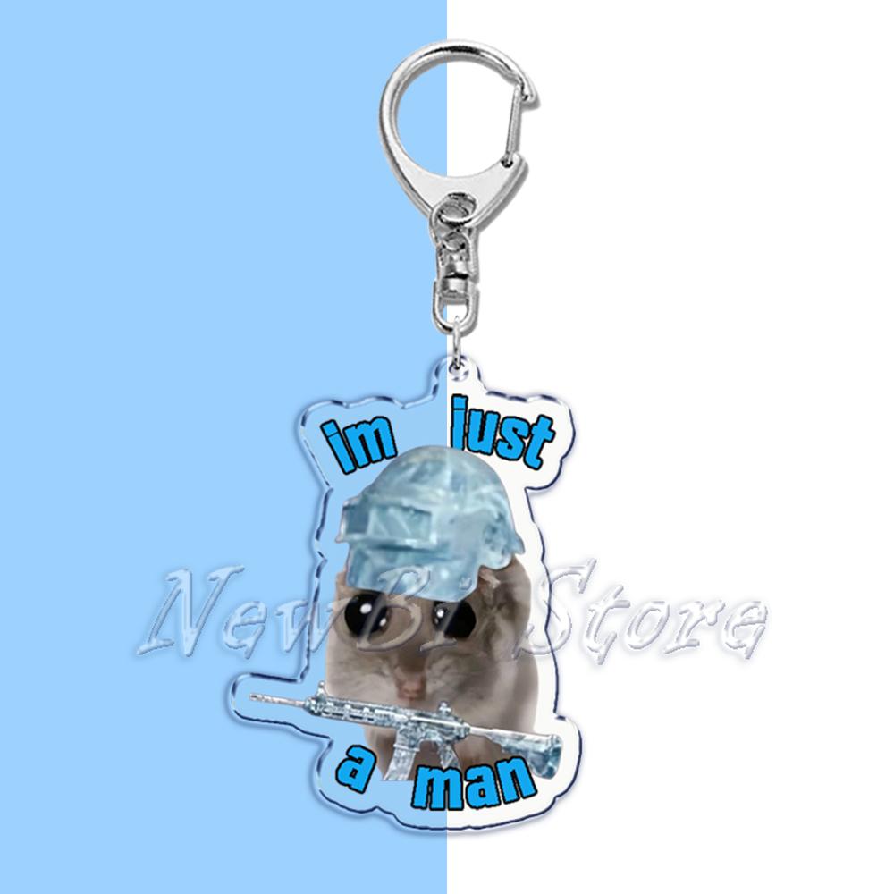 Fun Meme Im Just A Girl Sad Hamster Key Chain Keychains Ring for Accessories Bag Funny Pendant Keyring Jewelry Fans Gifts