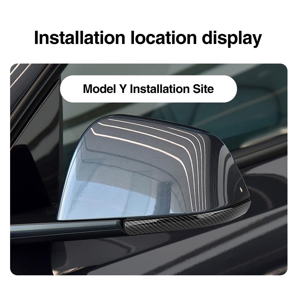 Heenvn 2Pcs Car Rear View Mirror Anti-colision Protector Strip For Tesla Model 3 Highland Model Y Juniper 2025 2026 ABS Carbon