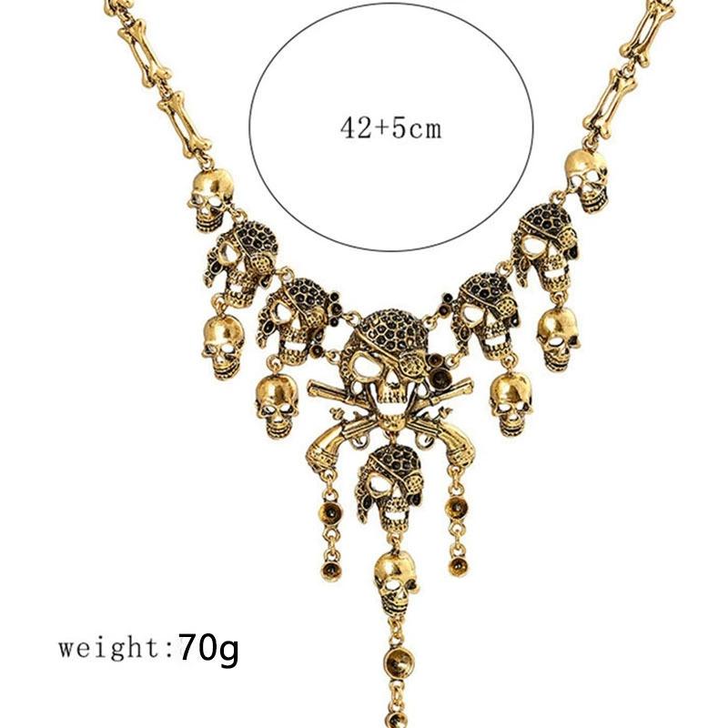 Neues Modell Vintage Piraten Totenkopf Statement Halskette für Damen Gothic Punk Skelett Choker Halskette Collier Femme Schmuck