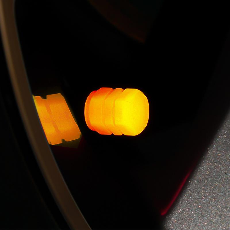 Orange Luminous Car Tire Valve Cap Night Glowing Decor Caps Dustproof Cover Wheel Nozzle Cap Auto Tyre Accessories