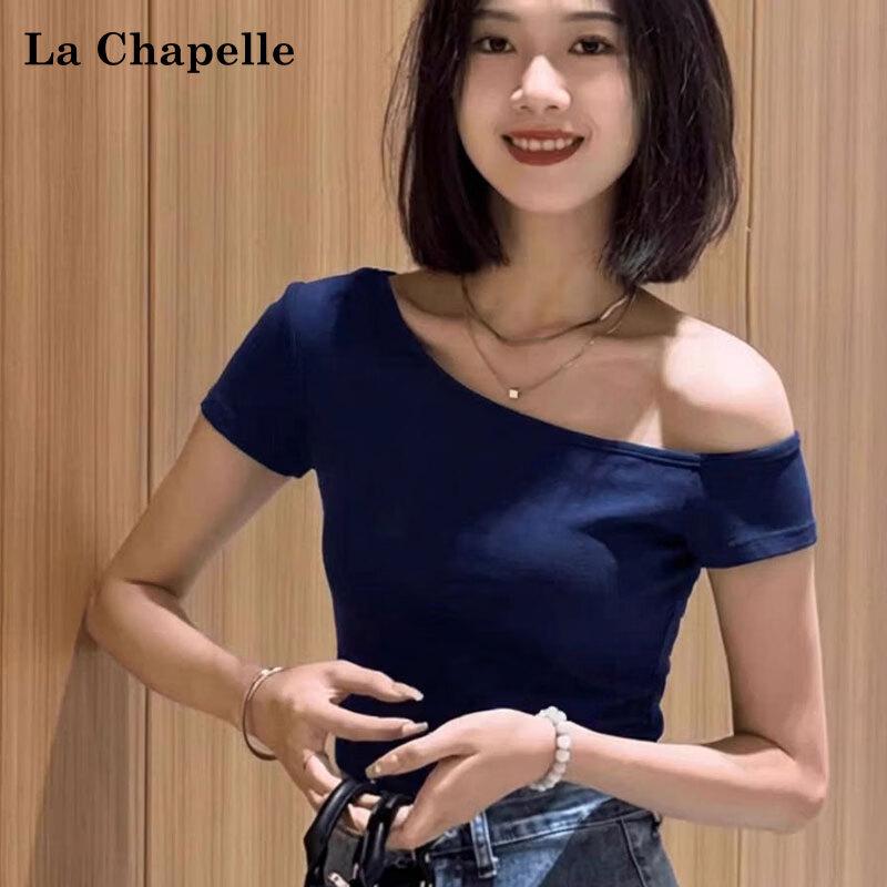 La Chapelle Women s Off-Shoulder Slim Fit Short Sleeve T-Shirt S