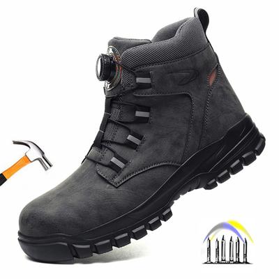 Bequeme Sicherheitsschuhe für Herren hoch wasserdichte Arbeitsschuhe rutschfeste Sicherheitsstiefel Gummilaufsohle Arbeitssneaker mit Zehenschutzkappe