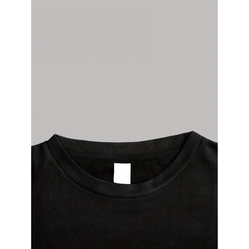 Men'S Casual Loose-Fitting Sports Short-Sleeve Breathable Sweat-Absorbing Top, Stylish , Streetwear In Large Sizes with a Round Neck