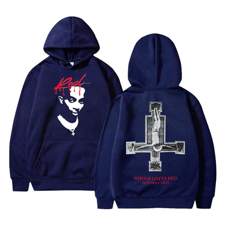 Rapper Playboi Carti Whole Lotta Red Hoodie Men Women Hip Hop Vintage Oversized Sweatshirt Streetwear Male Casual Gothic Hoodies