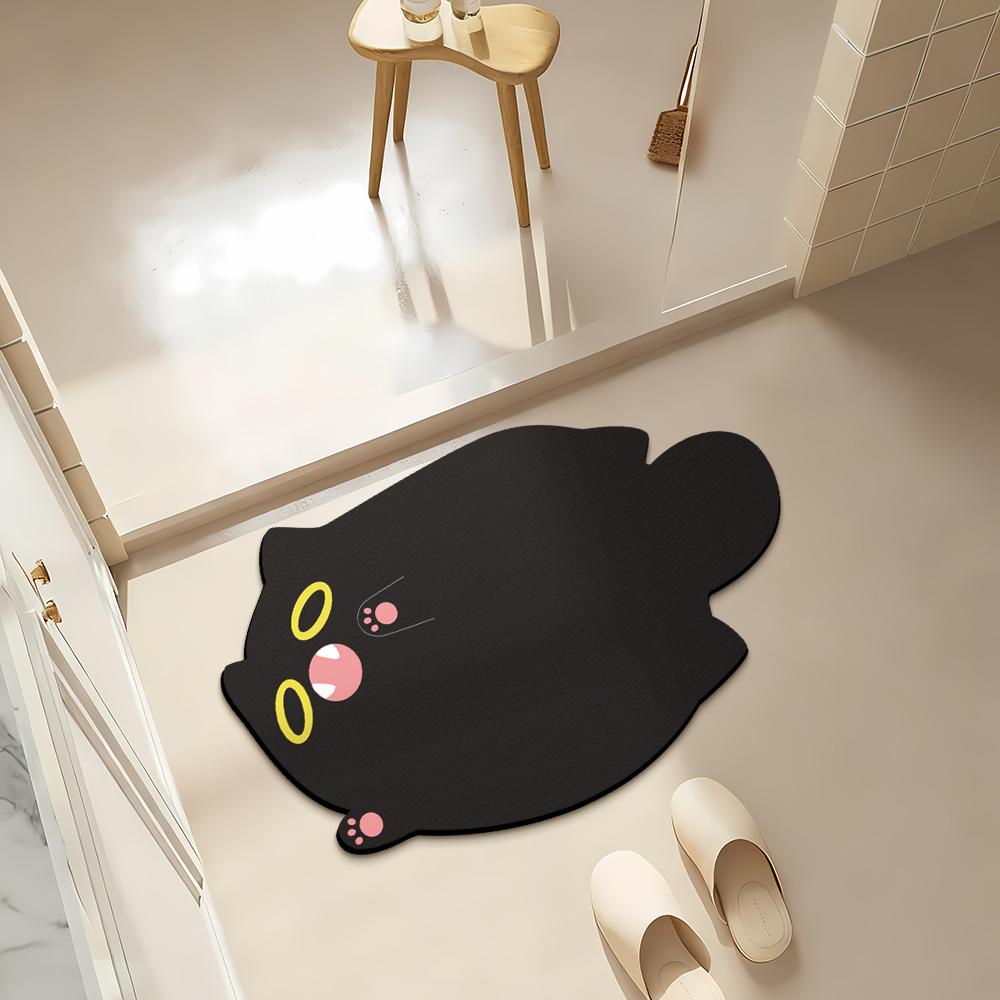 Cat Bathroom Mat Quick-Dry Diatomaceous Earth Bath Mat Funny Soft Diatom Mud Absorbent Floor Mat